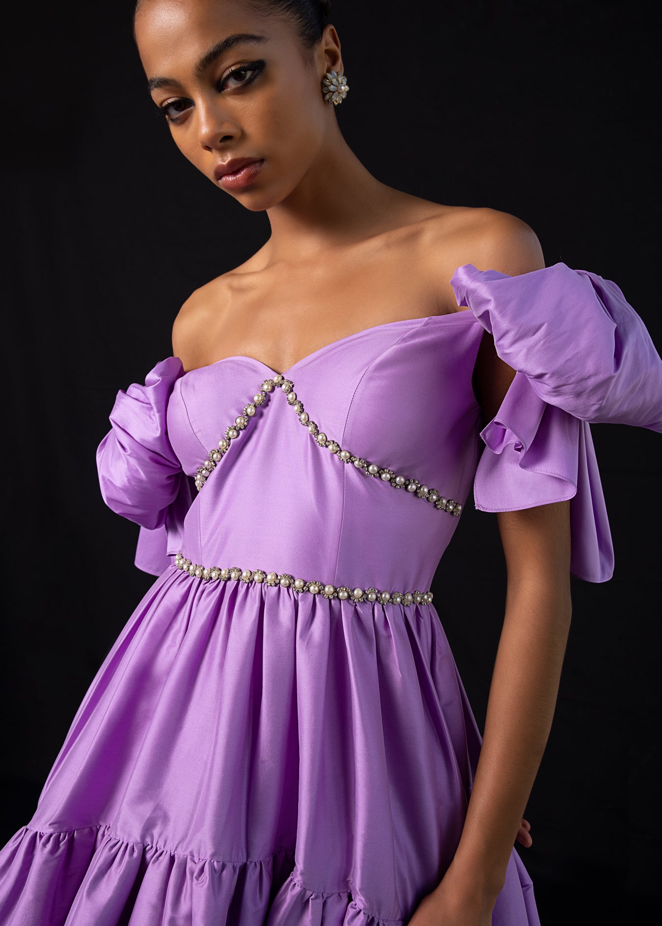 Off-shoulder Dress With Bow