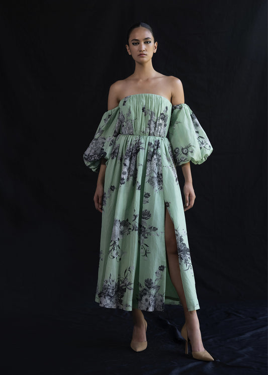 Printed Dress With Front Slit