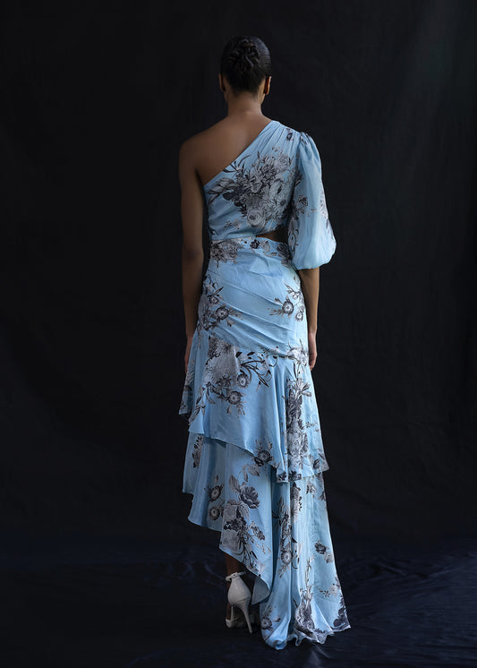 One Shoulder Printed Dress
