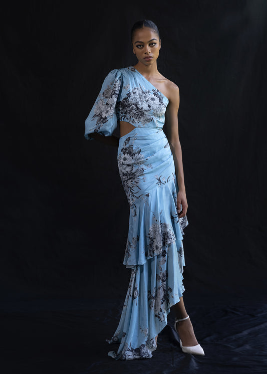 One Shoulder Printed Dress