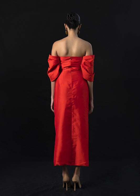 Off-shoulder Midi Dress