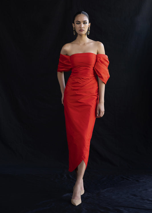 Off-shoulder Midi Dress