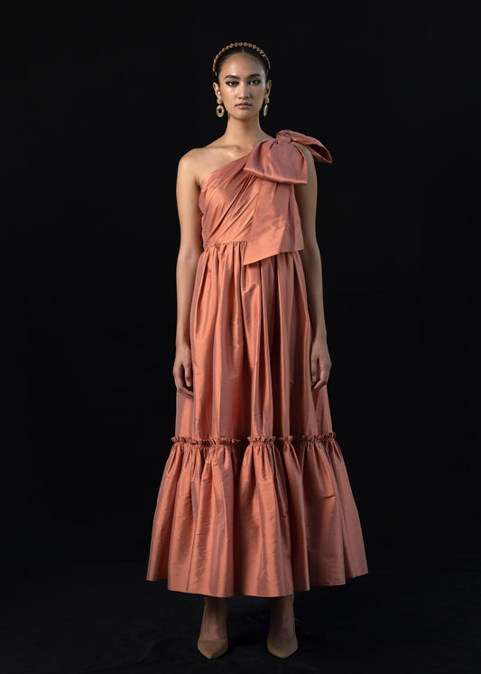 One Shoulder Dress With Bow