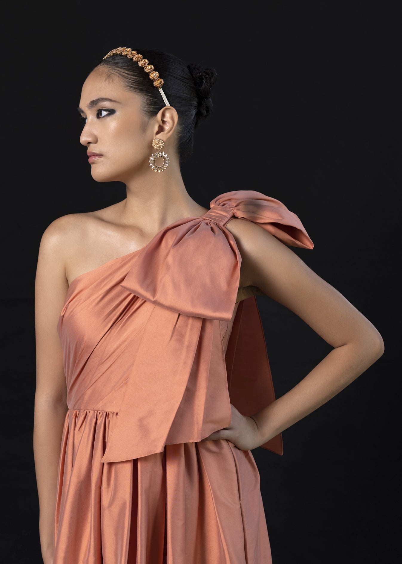 One Shoulder Dress With Bow