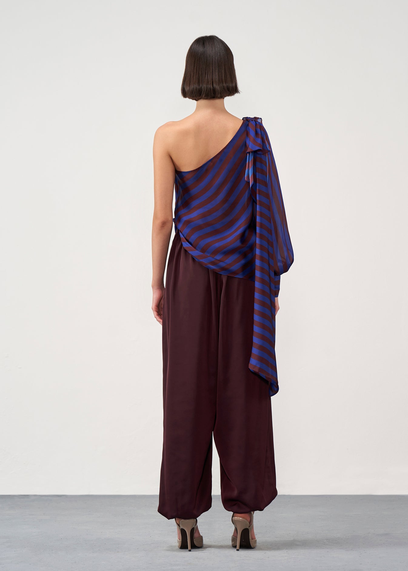 One-Shoulder Draped Blouse