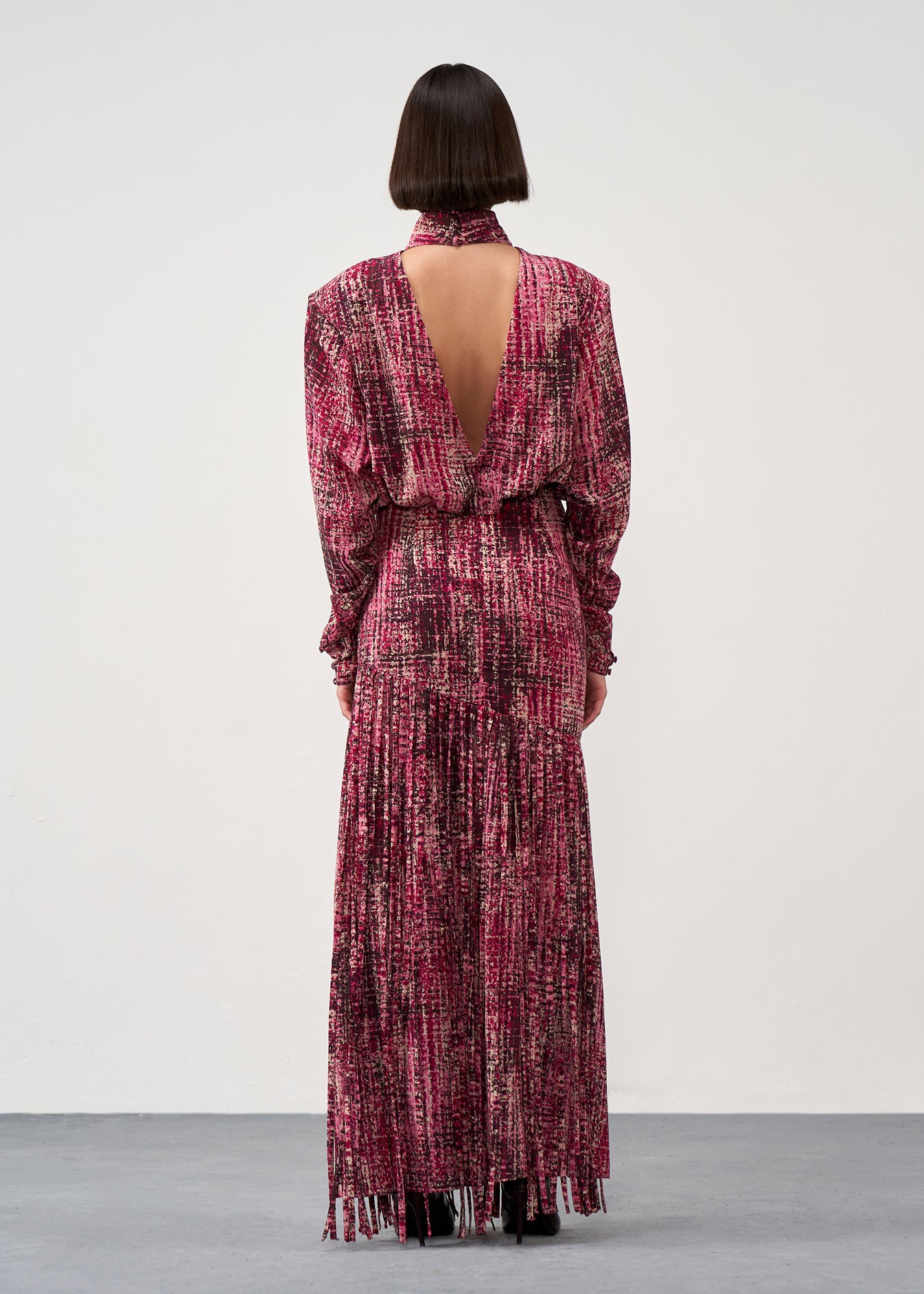 Printed Fringe Midi Dress