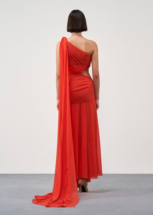 Cut-Out One shoulder Gown