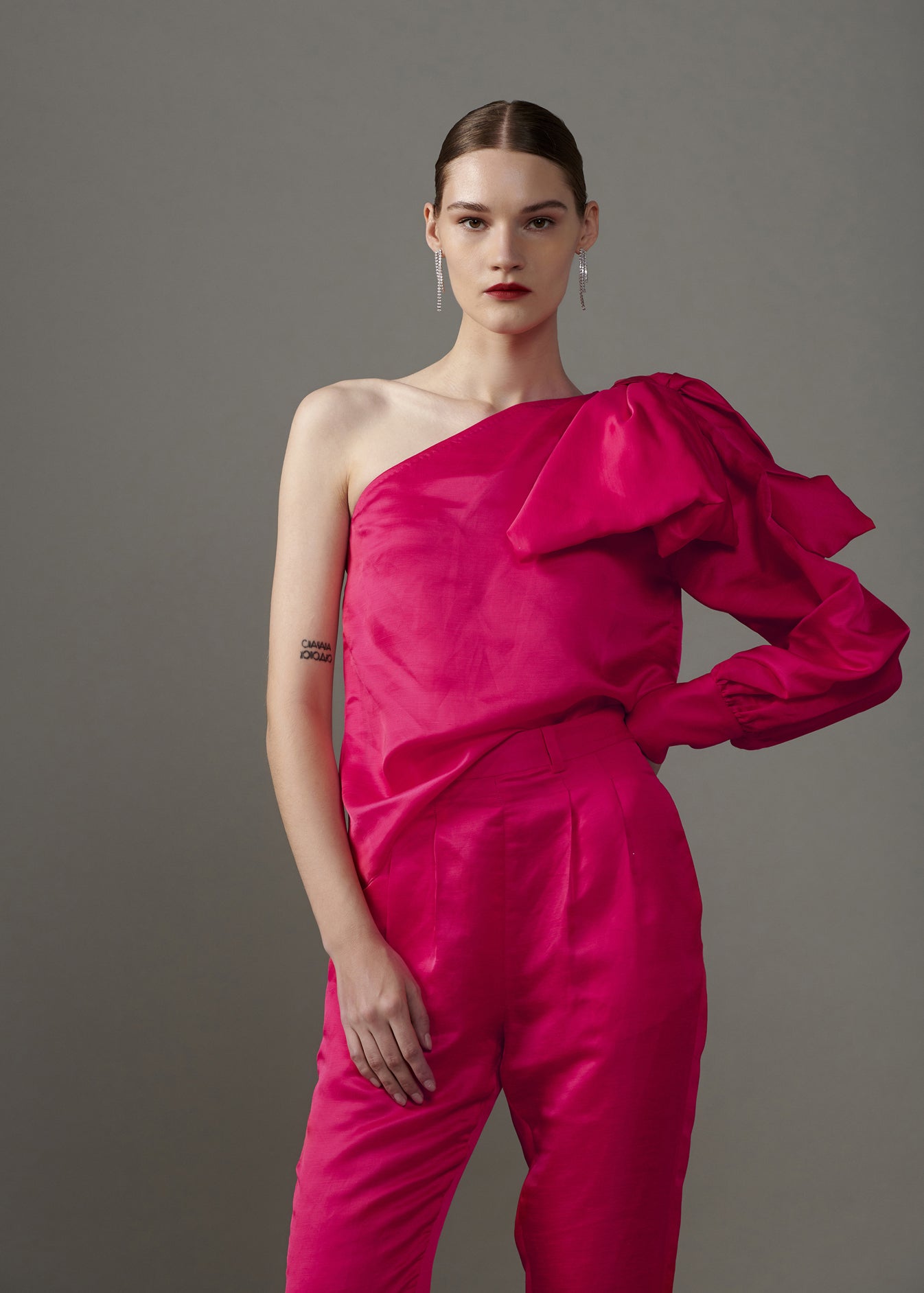 One Shoulder Bow Blouse