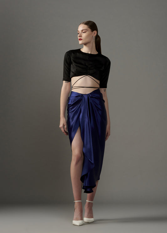 Draped Satin Skirt