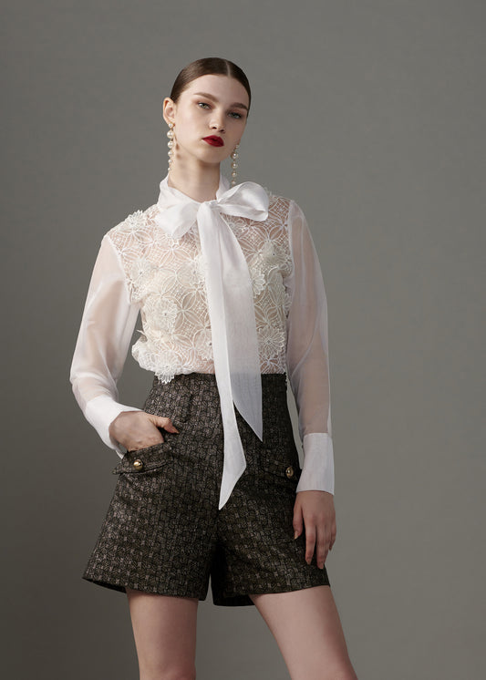 Applique Floral Oraganza Blouse