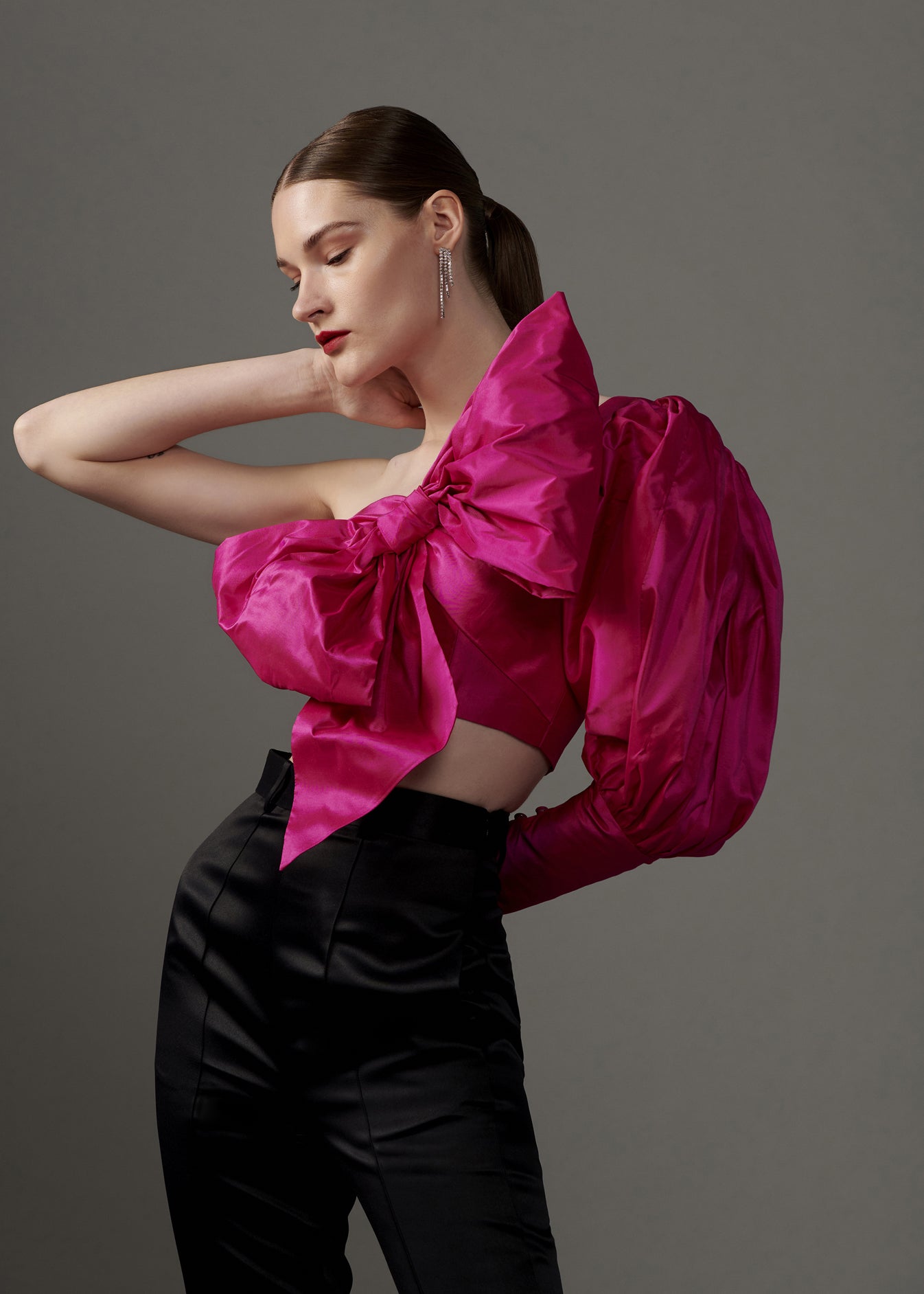 One Shoulder Bow Blouse