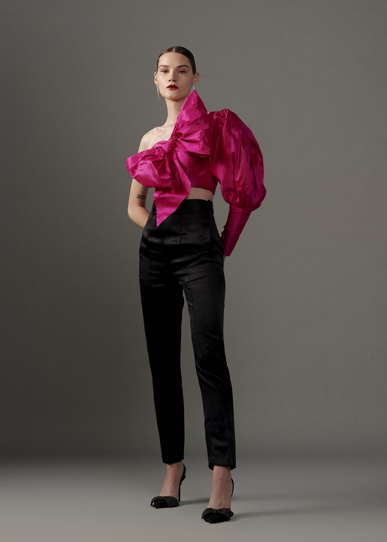 One Shoulder Bow Blouse