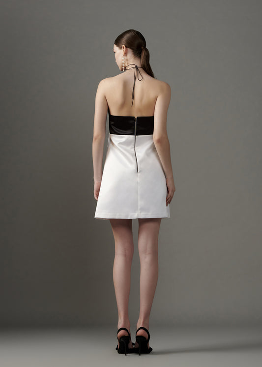 Mini Dress With Contrast Bow