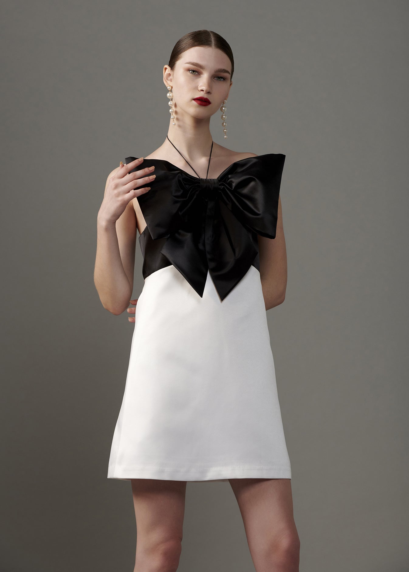 Mini Dress With Contrast Bow