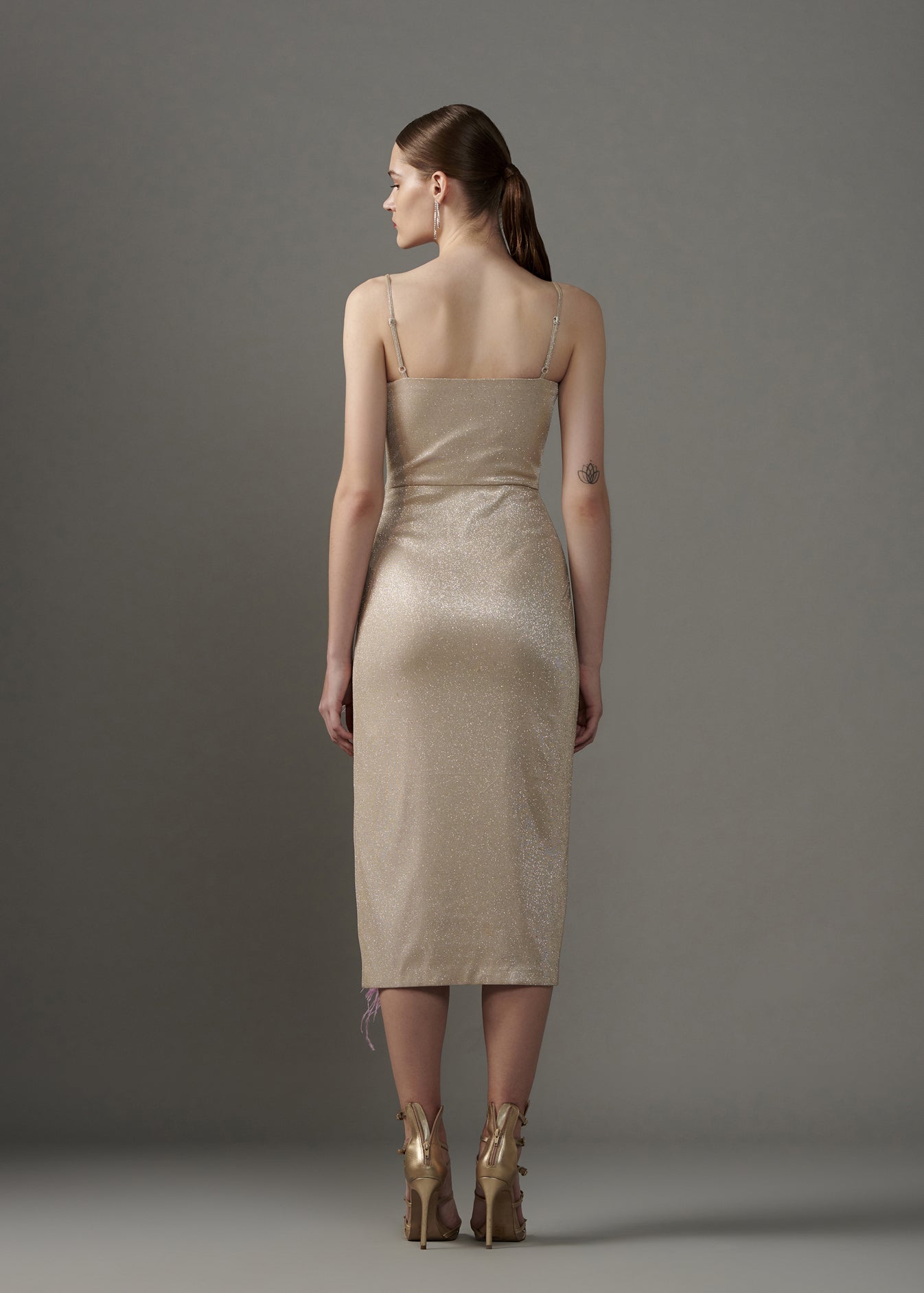 Gold Dress With Front Slit