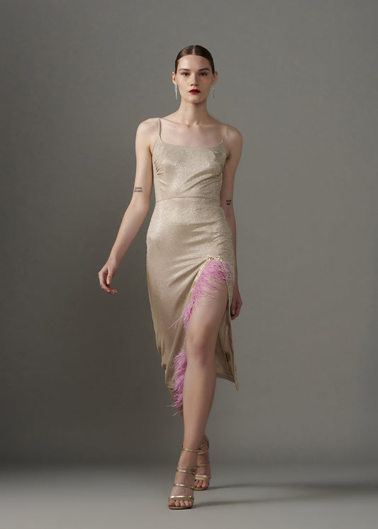 Gold Dress With Front Slit