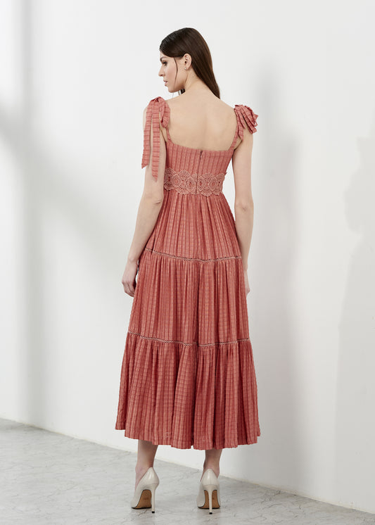 Rust Layered Midi Dress
