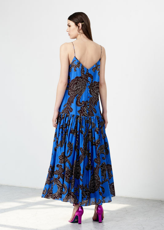 Printed Drop Waisted Slip Dress