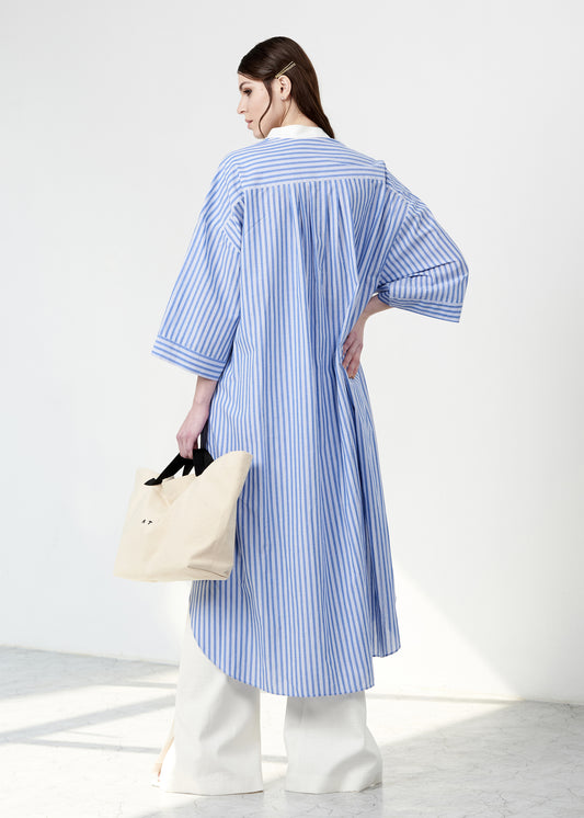 Cotton Button Down Drape Dress