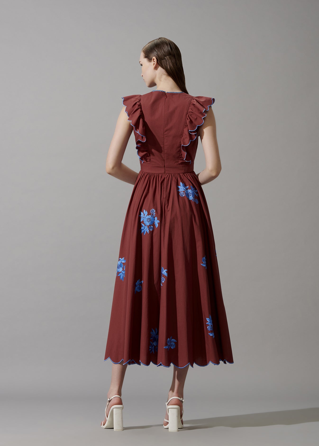 Scalloped Floral Embriodered Dress