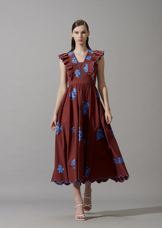 Scalloped Floral Embriodered Dress