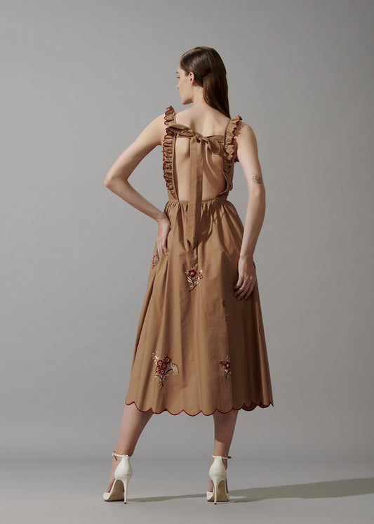 Scalloped Floral Embriodered Dress