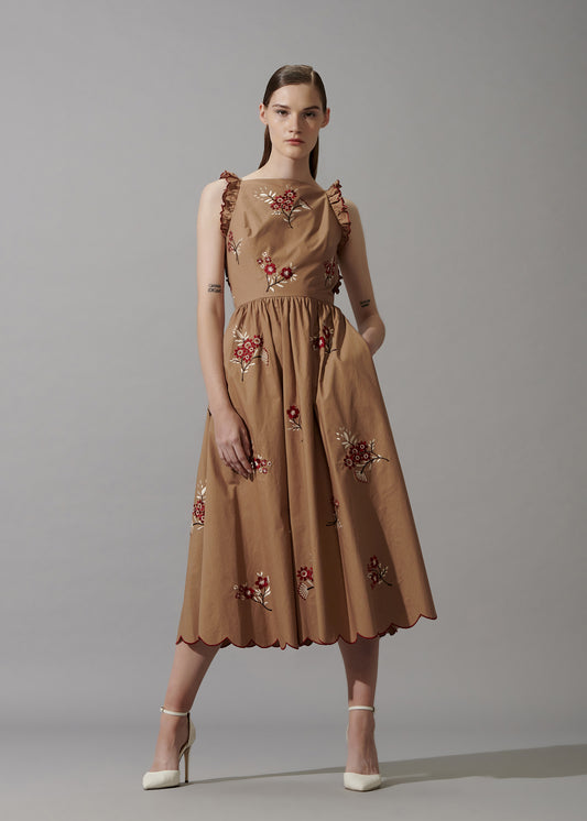 Scalloped Floral Embriodered Dress
