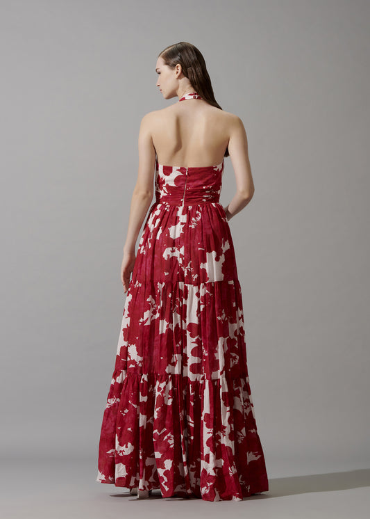 Haltered Printed Maxi Dress