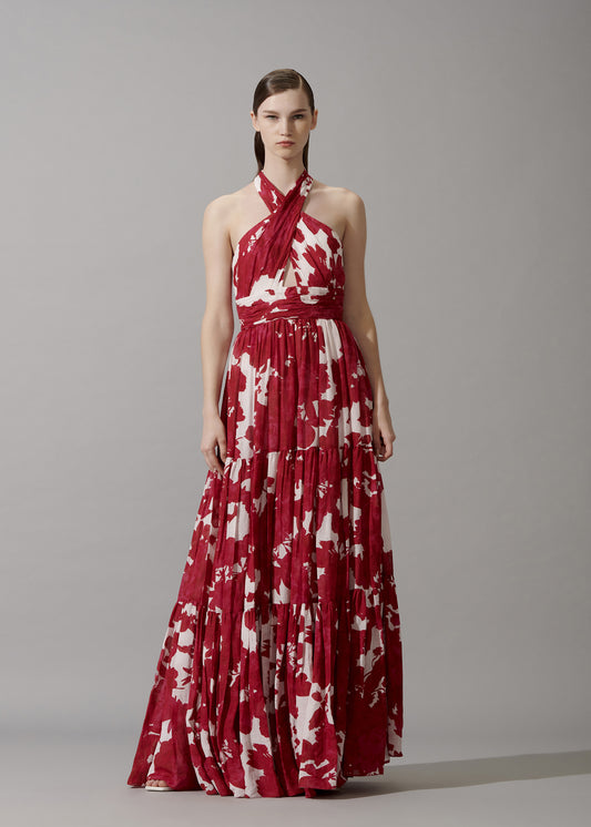 Haltered Printed Maxi Dress