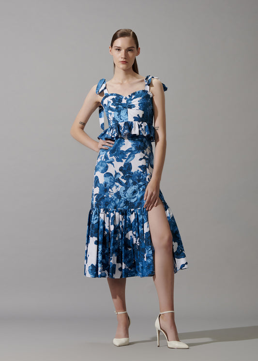 Printed Dress With Front Slit
