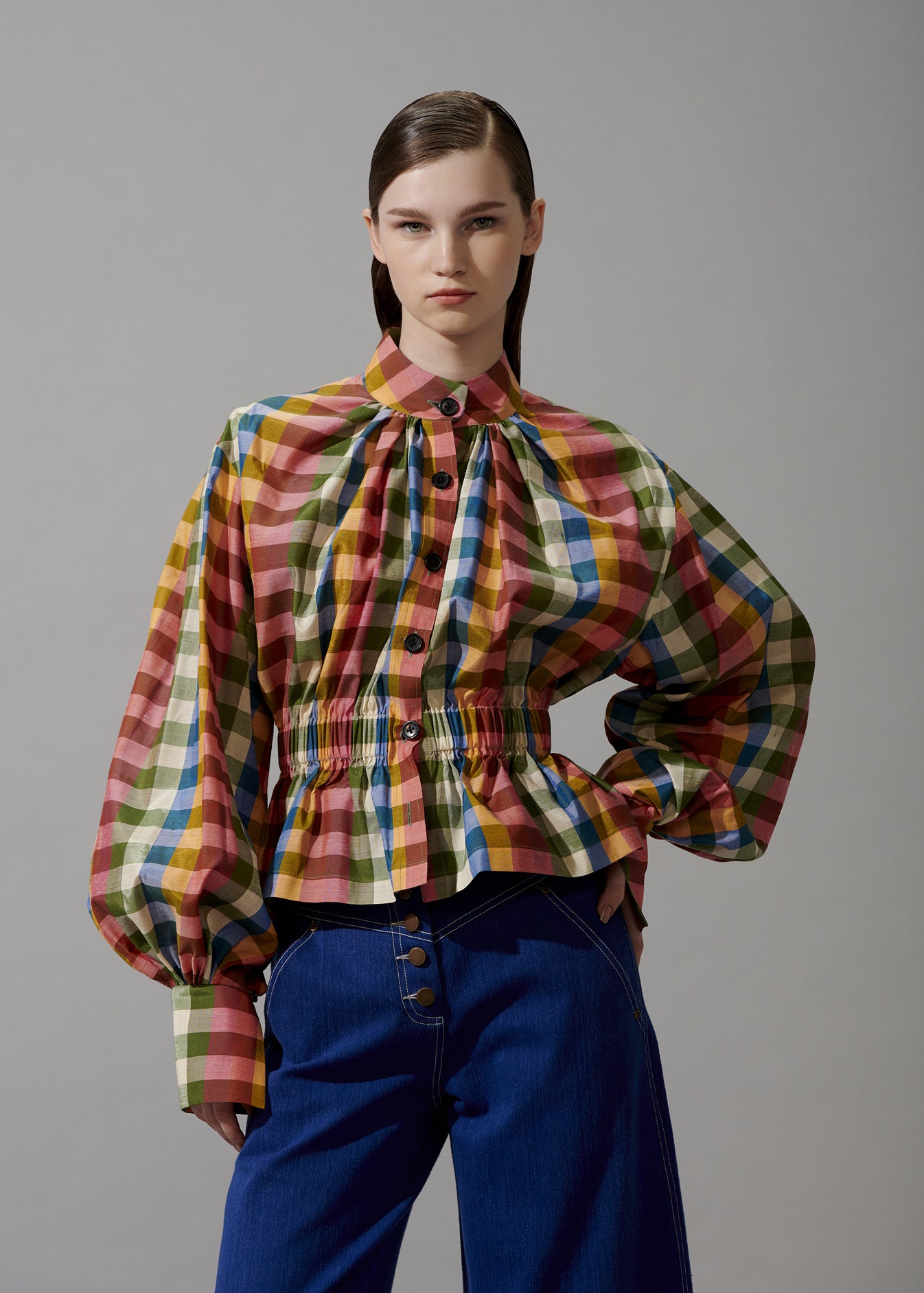Puff Sleeves Blouse With Elasticated Waist