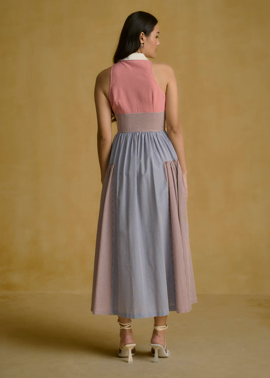 Halterneck Ghingham Midi Dress