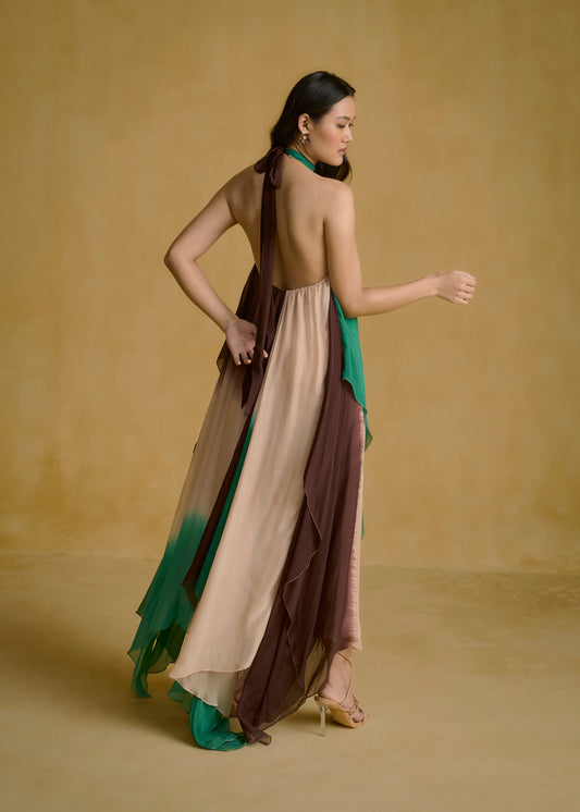 Asymmetrical Layered Halter Dress