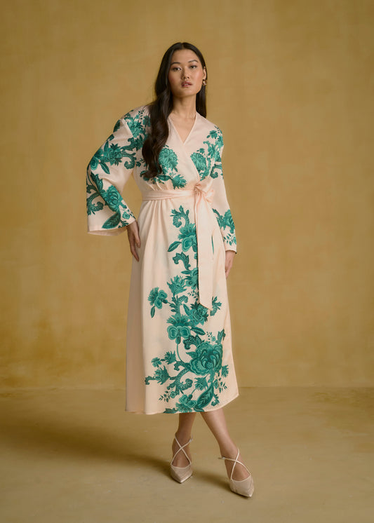 Floral Wrap Midi Dress