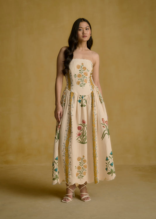 Floral Corset Midi Dress