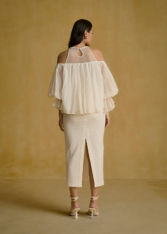 Embroidered Cold-Shoulder Top