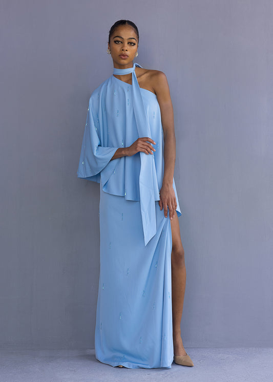 One Shoulder Cape Dress