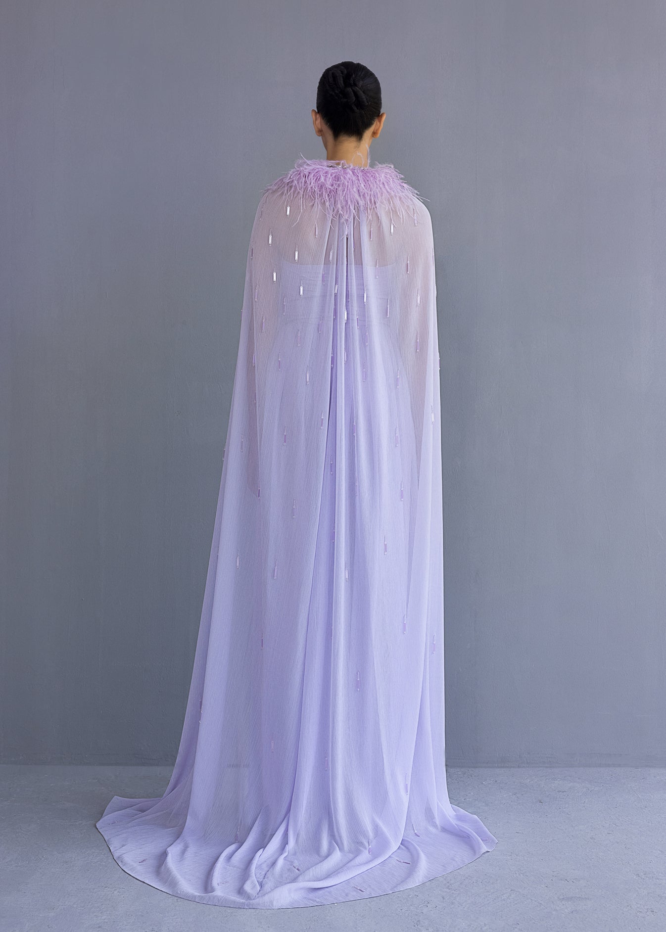 Off-shoulder Dress With Cape - SALE