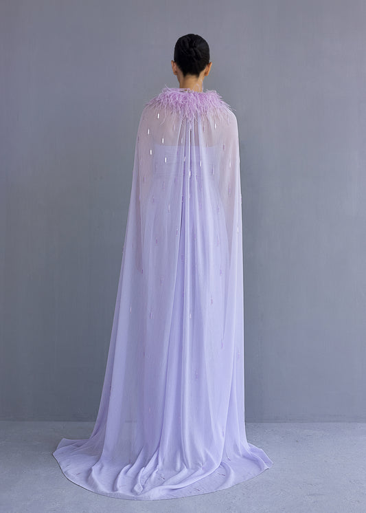Off-shoulder Dress With Cape
