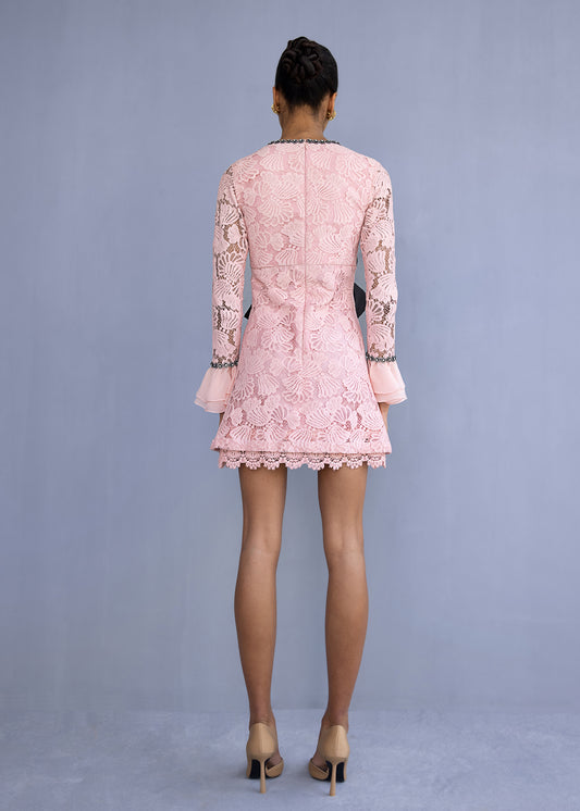Lace Mini Dress With Bow