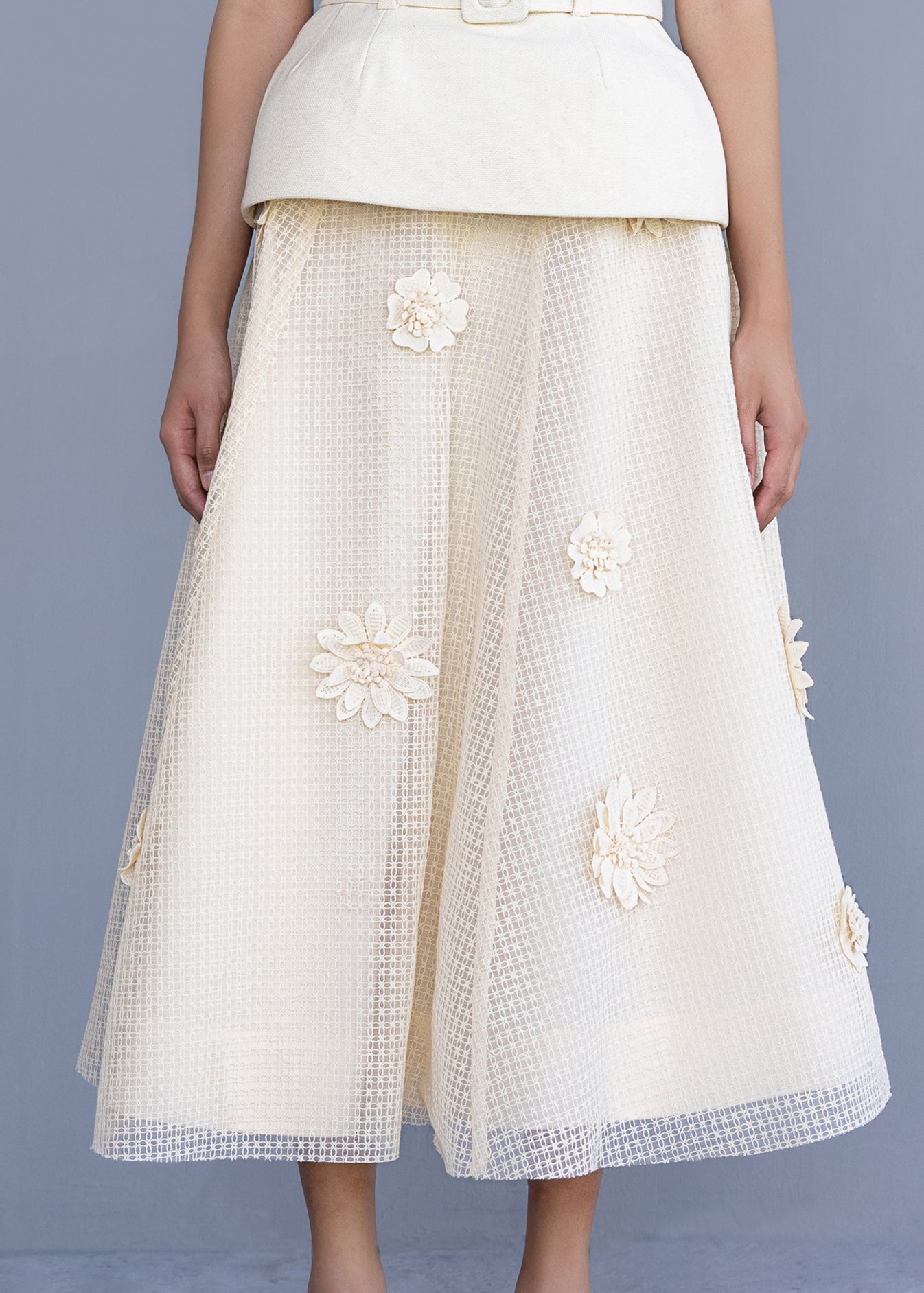 Full Volume Skirt With Flowers