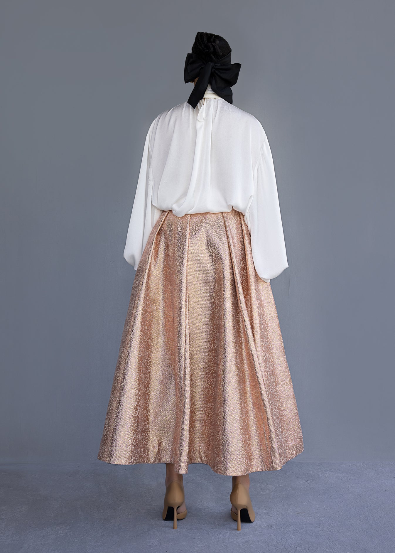 Pussy Bow Blouse And Full Volume Skirt - SALE
