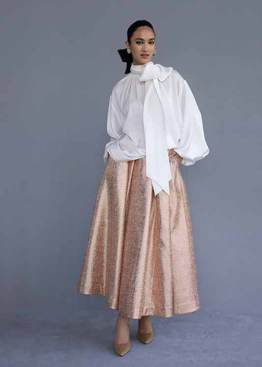 Pussy Bow Blouse And Full Volume Skirt - SALE