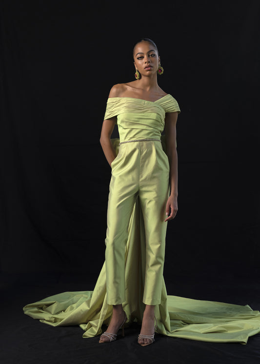 Off-shoulder Jumpsuit with Trail