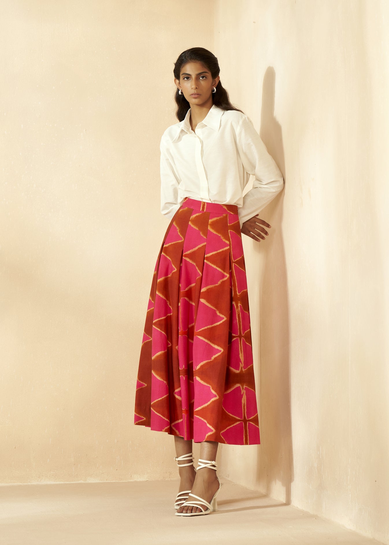 Tie Dye Colour Blocking Full Skirt