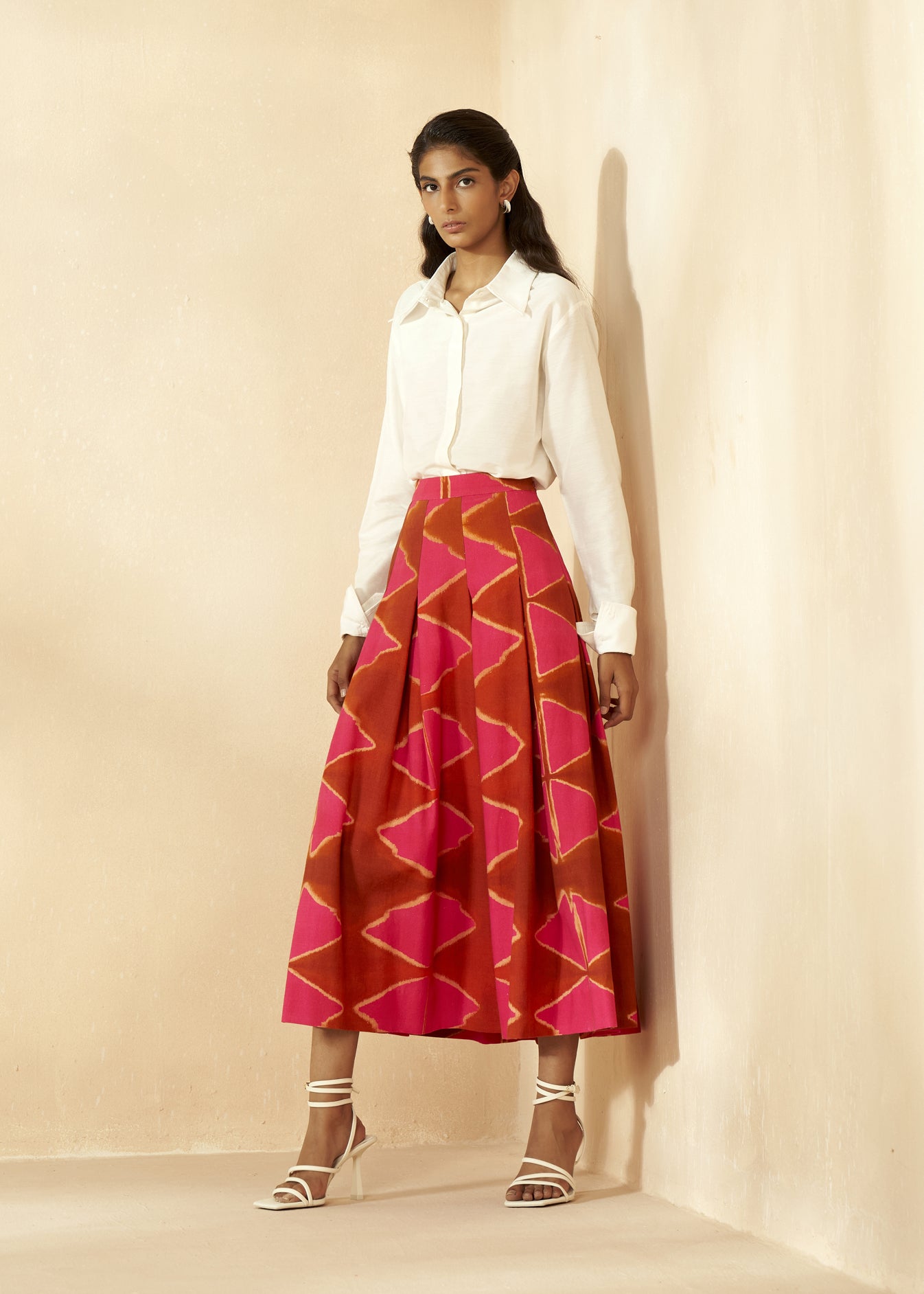 Tie Dye Colour Blocking Full Skirt
