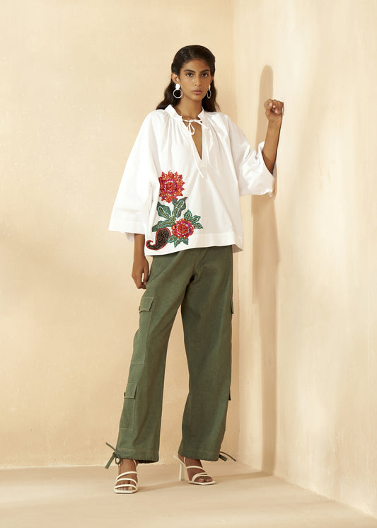 Floral Embroidery Blouse