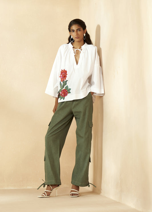 Floral Embroidery Blouse