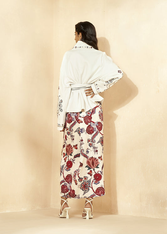 Draped Printed Skirt