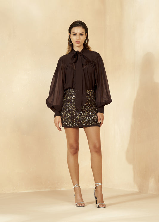 Mini Sequined Mesh Skirt